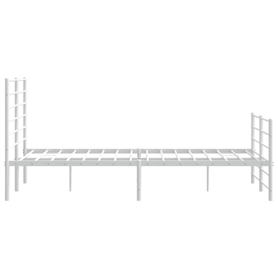 vidaXL Metalowa rama łóżka z wezgłowiem i zanóżkiem, biała, 140x190 cm model standard