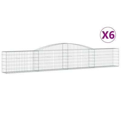 Kosze gabionowe, 6 szt, 400x30x60/80 cm, galwanizowane żelazo