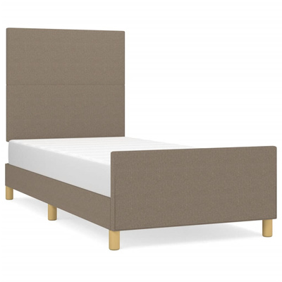 vidaXL Rama łóżka z zagłówkiem, kolor taupe, 90x200 cm, obita tkaniną model standard