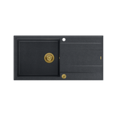 EVAN 146 XL GraniteQ zlewozmywak z syfonem Push 2 Open 1-komorowy z/o (1000x500x210; kom. 420x480) black diamond / elementy złote