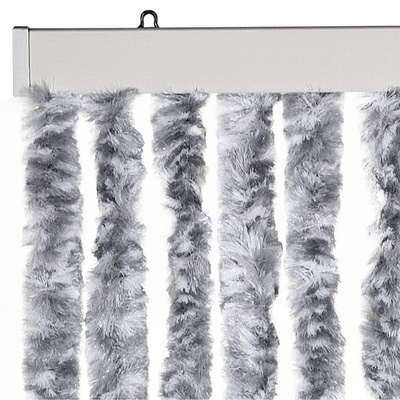 Zasłona przeciwko owadom, biało-szara, 100x230 cm, szenil