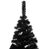 Sztuczna choinka z lampkami i bombkami, czarna, 210 cm, PVC vidaXL