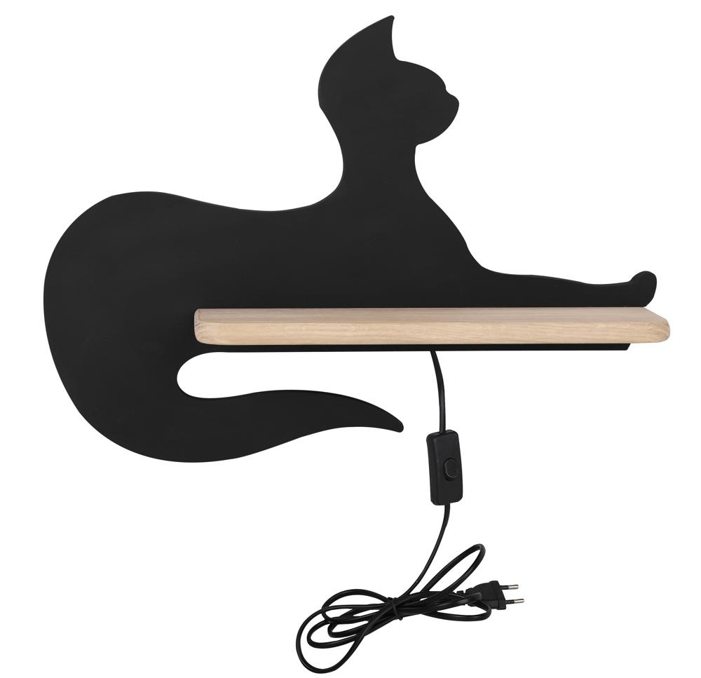 Lampa kinkiet ścienny 5W LED Cat Kids czarny z przewodem Candellux 21-26002