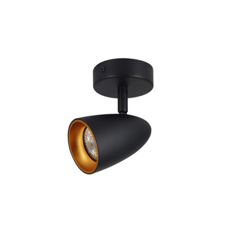Pojedyncza punktowa oprawa sufitowa typu spot OVO 1 Black Gold, listwa, IP20, GU10, czarna, pierścień złoty EDO777237 EDO Solutions
