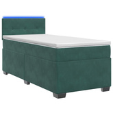 Łóżko Box Spring z materacem i LED Ciemnozielony 100 x 200 cm