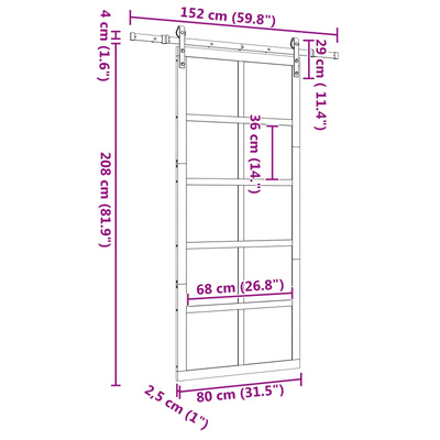 Drzwi przesuwne naturalny 80 x 208 cm Lite drewno sosnowe