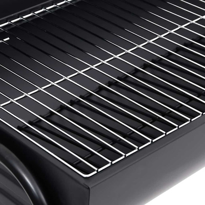 Grill beczkowy z 2 rusztowaniami, czarny, 80x95x90 cm, stal