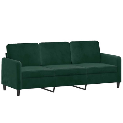 3-osobowa sofa z poduszkami, ciemnozielona, 180 cm, aksamit