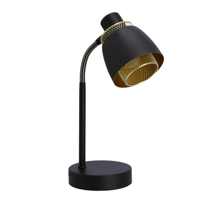 Aleksandria lampa stołowa  e14 klosz czarny+złoty