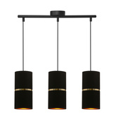 Lampa wisząca z abażurami Gina czarna potrójna do jadalni abażury tkaninowe