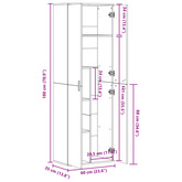 Wysoka szafka, czarna, 60x35x180 cm, materiał drewnopochodny