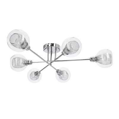 Lampa sufitowa chromowa szklany klosz z koszyczkiem 6x40W Dixi Candellux 36-61362