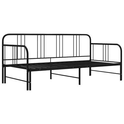 z wysuwaną ramą łóżka, czarna, metalowa, 90x200 cm Sofa