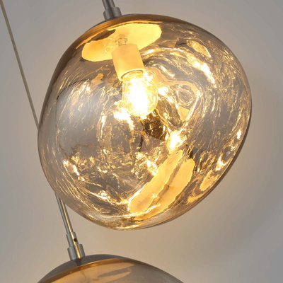 Lampa Wisząca srebrna  Szklana 3x E27 Abruzzo Sfero