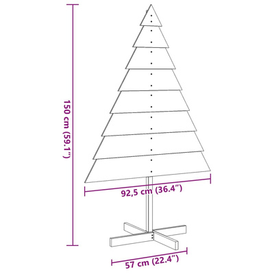 Drewniana choinka do udekorowania, 150 cm, lite drewno sosnowe