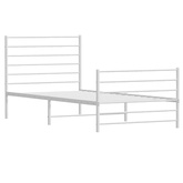 vidaXL Metalowa rama łóżka z wezgłowiem i zanóżkiem, biała, 90x190 cm model standard