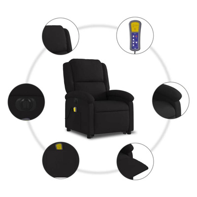 vidaXL Podnoszony fotel masujący, elektryczny, rozkładany, czarny wariant 26
