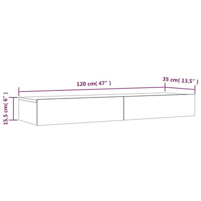 vidaXL Szafka pod TV z LED, szara z połyskiem, 120x35x15,5 cm