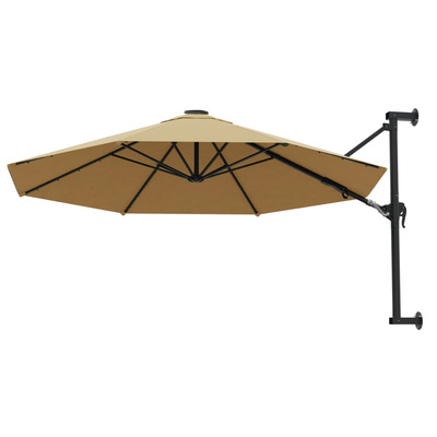 Parasol ścienny na metalowym słupku, 300 cm, kolor taupe