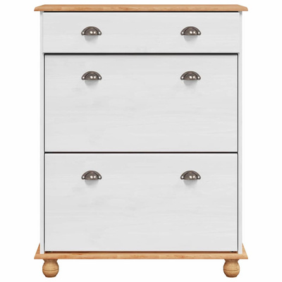 Szafka na buty ASKIM Biały 85 x 35 x 108 cm Lite drewno sosnowe