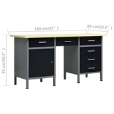 vidaXL Biurko robocze, czarne, 160x60x85 cm, stal