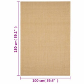 vidaXL Dywanik, naturalny sizal, 100x150 cm