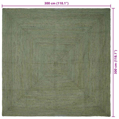 Dywany pokojowe Kwadrat Oliwkowy zielony 300 x 300 cm Juta