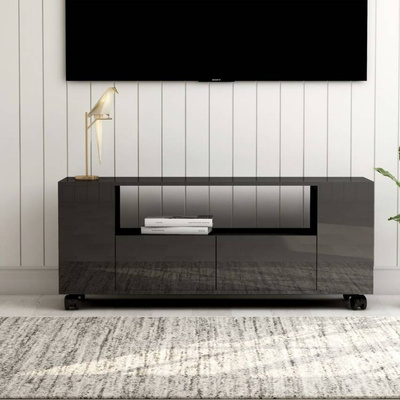 vidaXL Szafka pod TV, wysoki połysk, szara, 120x35x48 cm