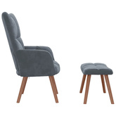 Fotel z podnóżkiem, ciemnoszary, obity aksamitem model standard