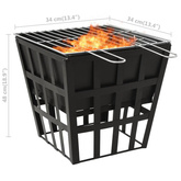 vidaXL Palenisko i grill 2-w-1, 34 x 34 x 48 cm, stal