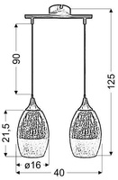 Lampa sufitowa wisząca srebrna regulowana 2x60W E27 Celia 32-51578