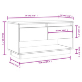 vidaXL Szafka pod TV, czarna, 74x34x40 cm, lite drewno sosnowe