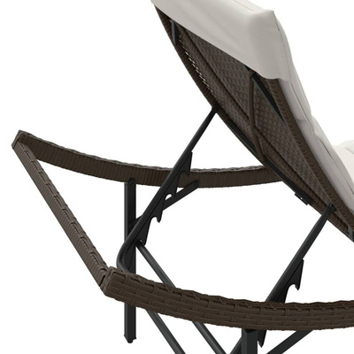 vidaXL Leżak z poduszką, brązowy, 55x199x50 cm, polirattan