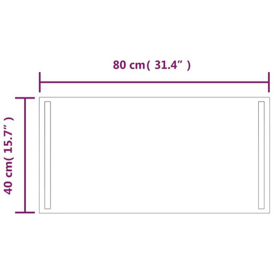 vidaXL Lustro łazienkowe z LED, 80x40 cm