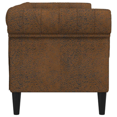 Sofa Chesterfield, dwuosobowa, brązowa, obita tkaniną