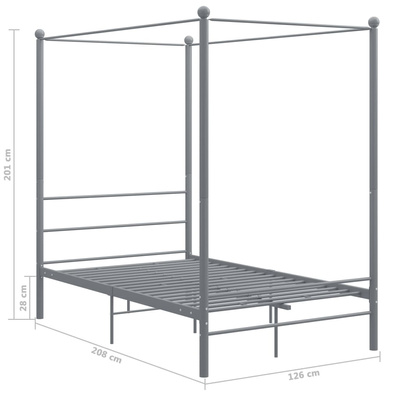 vidaXL Rama łóżka z baldachimem, szara, metalowa, 120 x 200 cm model standard
