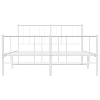 Metalowa rama łóżka z wezgłowiem i zanóżkiem, biała, 140x190 cm vidaXL