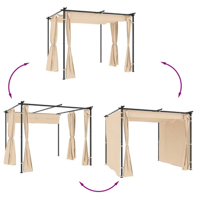 vidaXL Altana ogrodowa z zasłonami, 3 x 3 m, kremowa, stal