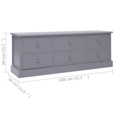 vidaXL Szafka pod TV, ciemnoszara, 108x30x40 cm, drewno paulownia