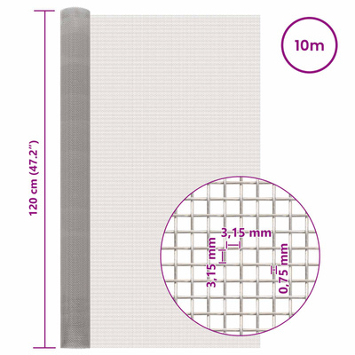 Siatka ekranowa 120 x 1000 cm 6 Mesh Stal nierdzewna 201