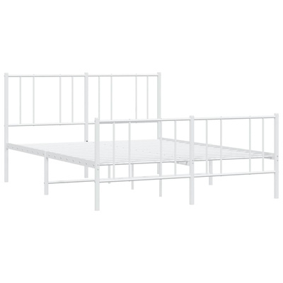 vidaXL Metalowa rama łóżka z wezgłowiem i zanóżkiem, biała, 120x200 cm model standard