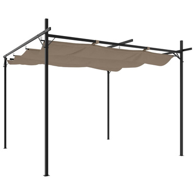 Pergola ze zwijanym dachem, taupe, 295x292x230 cm