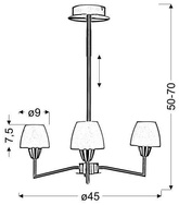 Lampa wisząca Togo potrójna szklano-metalowa nad stół z żarówkami G9