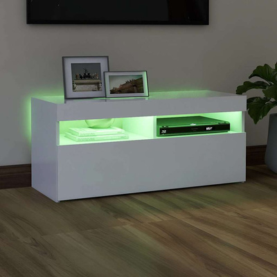 pod TV z oświetleniem LED, biała, 90x35x40 cm Szafka