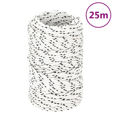 vidaXL Pleciona linka żeglarska, biała, 2 mm x 25 m, poliester