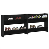 Szafka na buty z półką 2 pcs Czarny Dąb 83 x 18 x 60 cm