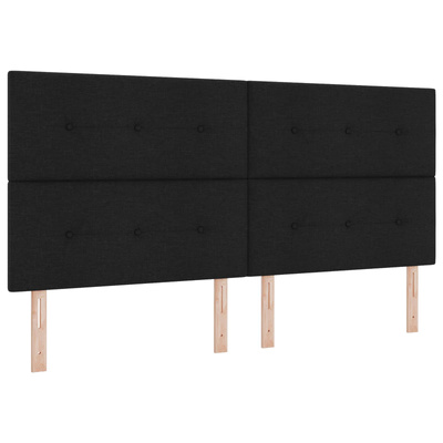Łóżko kontynentalne z materacem Czarny 200 x 200 cm tkanina