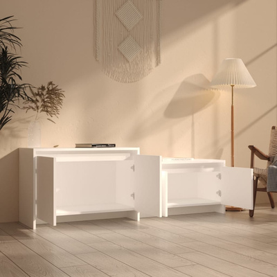 Szafka pod TV, biała, 146,5x35x50 cm, materiał drewnopochodny