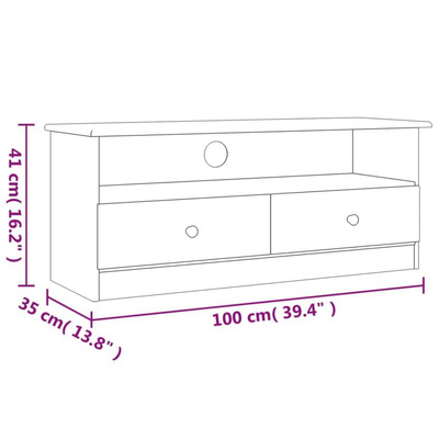 vidaXL Szafka pod TV z szufladami ALTA, biała, 100x35x41 cm, sosna