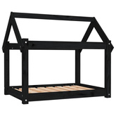 vidaXL Legowisko dla psa, czarne, 81x60x70 cm, lite drewno sosnowe